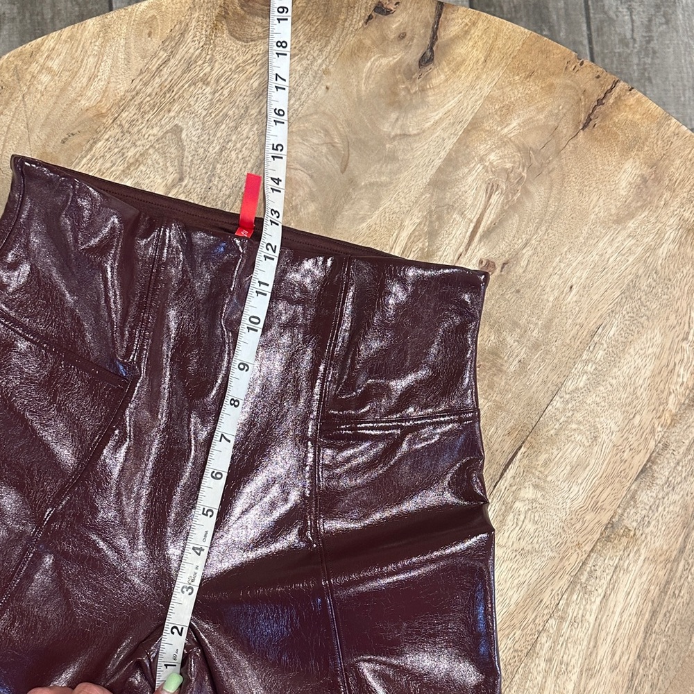 SPANX Shiny Burgundy Faux Leather Leggings - Picture 13 of 17